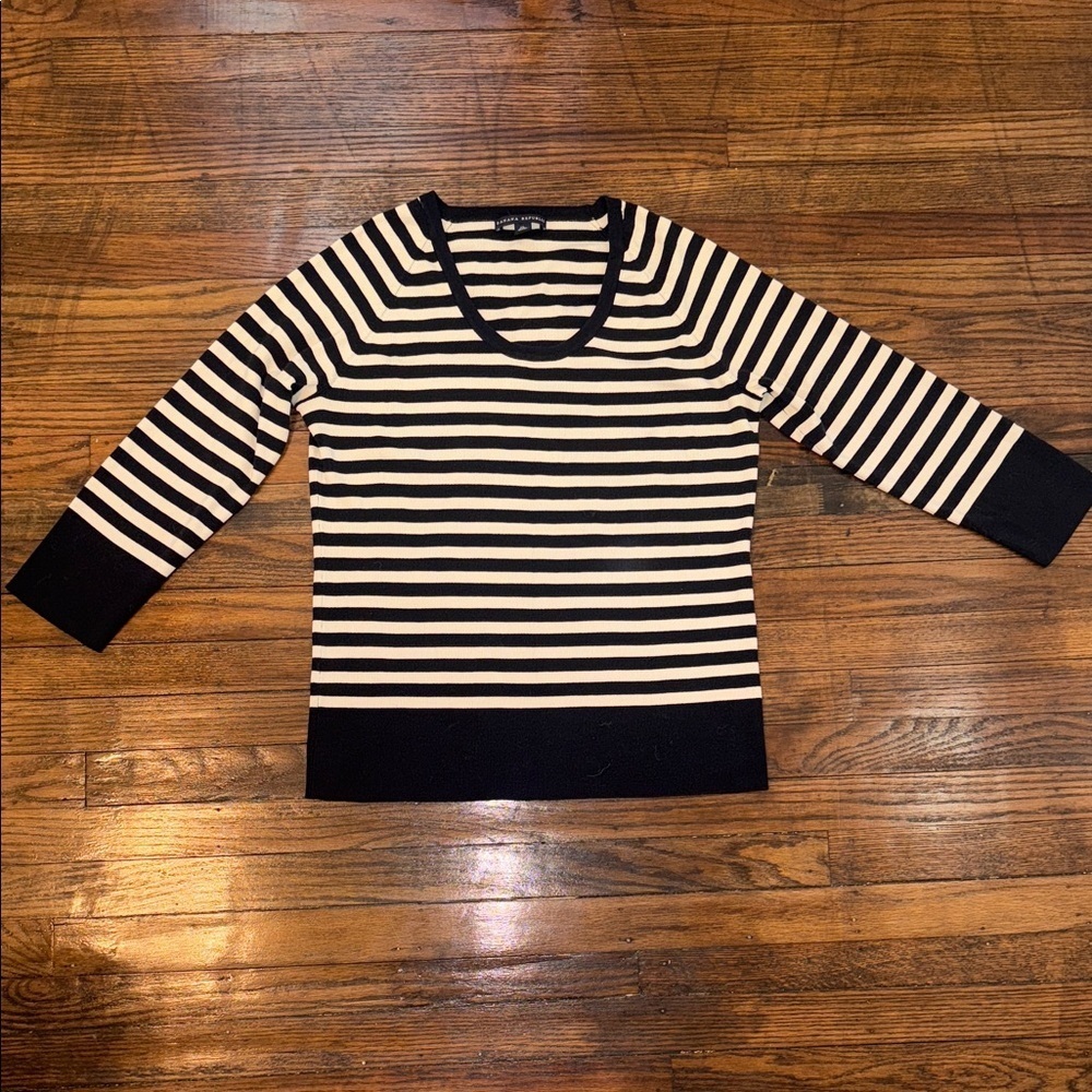 Banana Republic Striped Silk Blend Knit Top 3/4 Sleeve Size XL - Picture 7 of 10